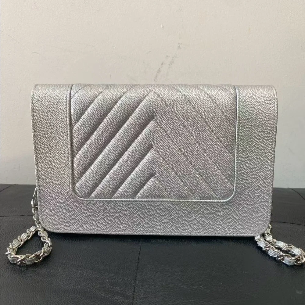 CHANEL WALLET ON CHAIN SILVER CAVIAR - Picture 11 of 11